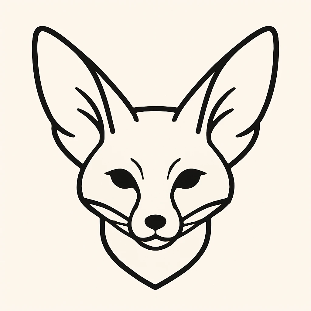 head of a fennec fox, minimalistic, clean lines, simple shapes emoji