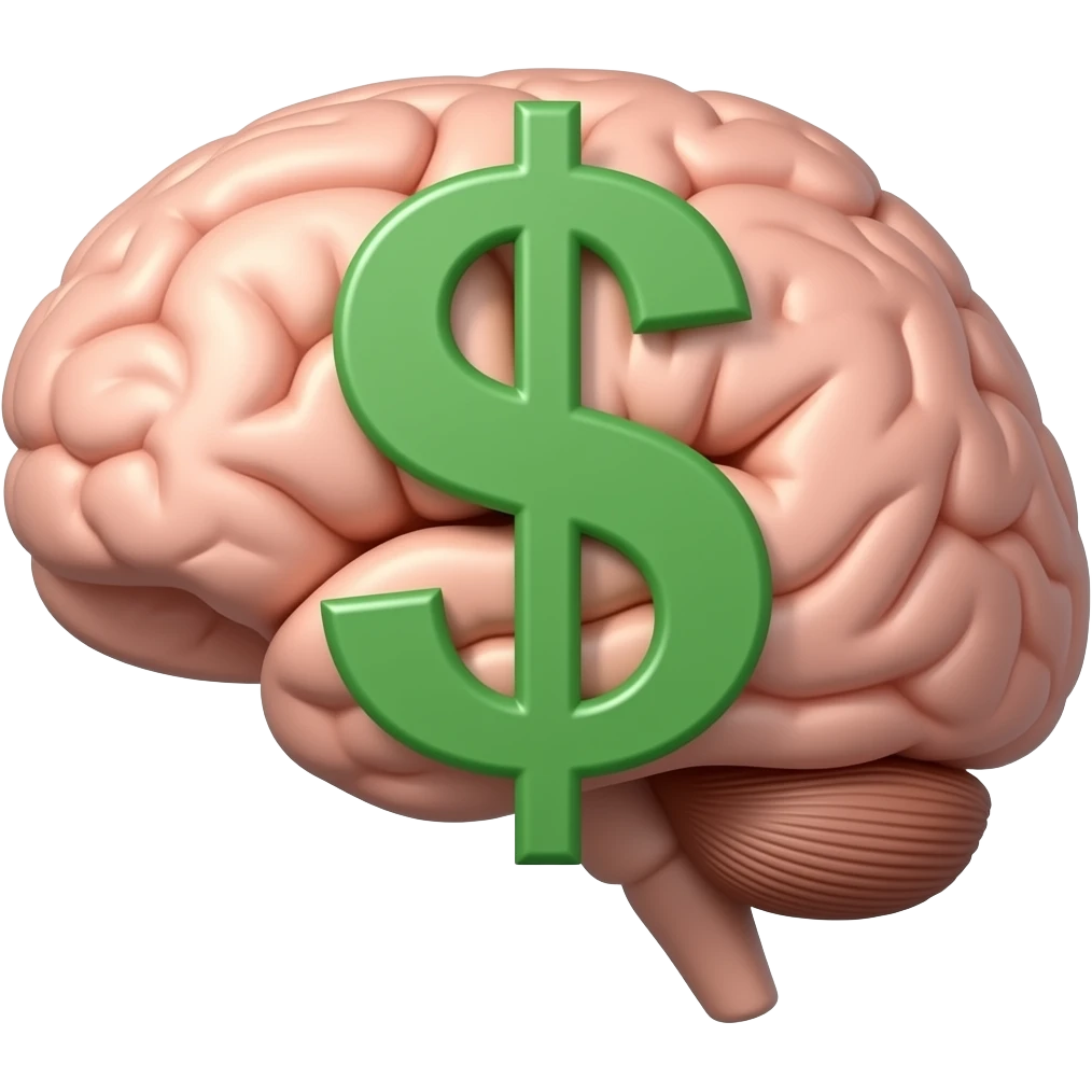 Brain with a green dollar sign over it emoji