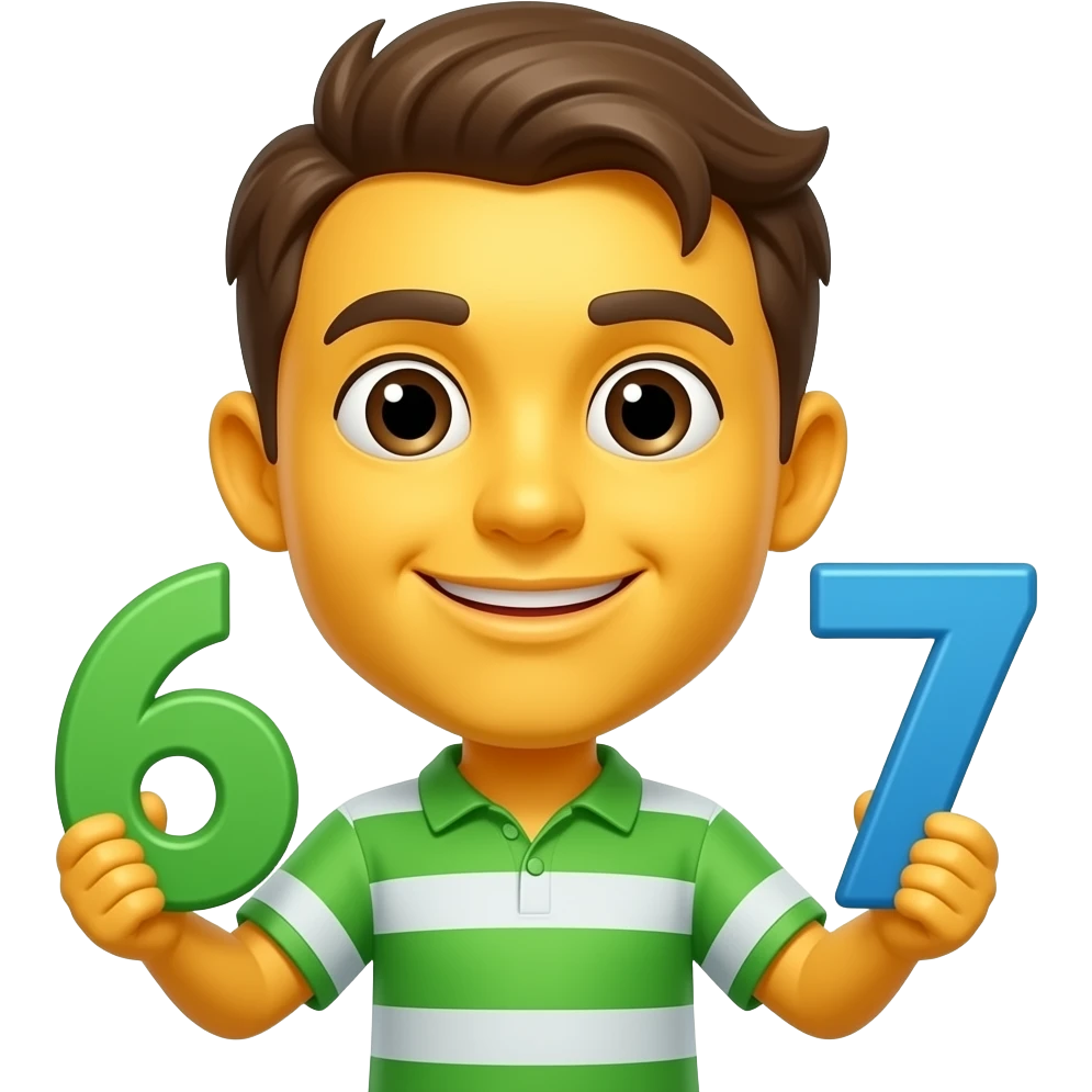 have a yellow ermgi holding 6 and 7 emoji