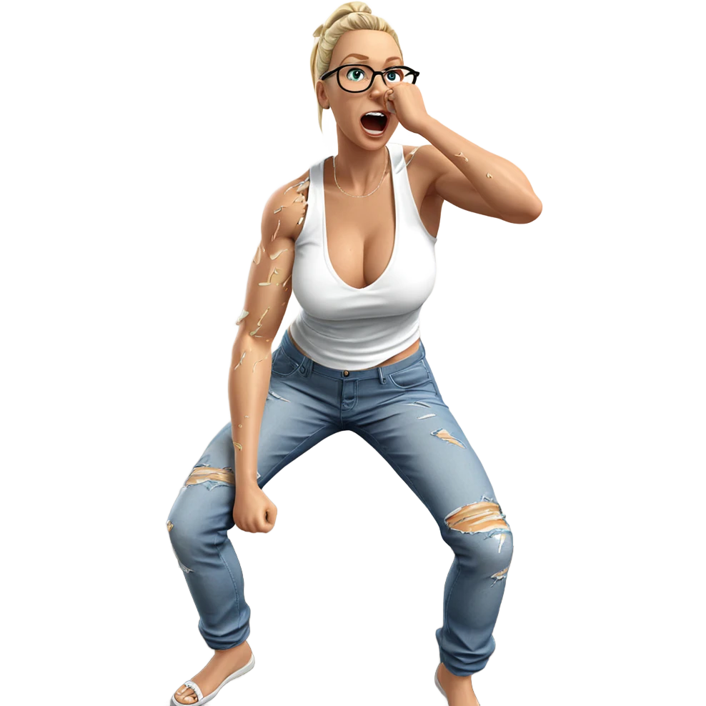 blonde girl in torn outfit emoji