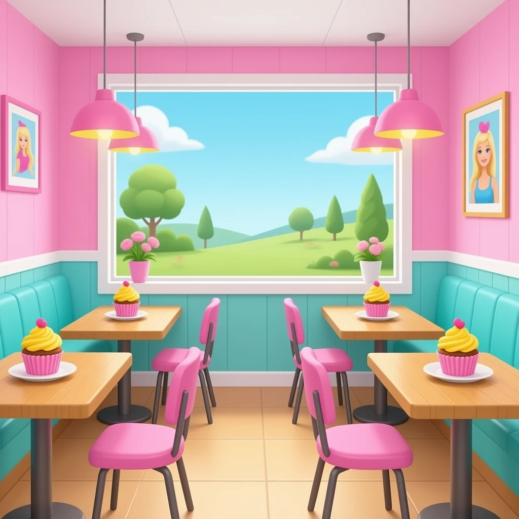 yellow cupcakes cafe inspired by barbie colour pallete emoji