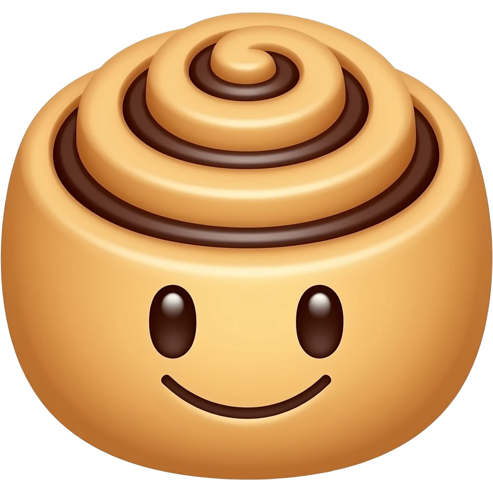cinnamon roll with smiley face emoji