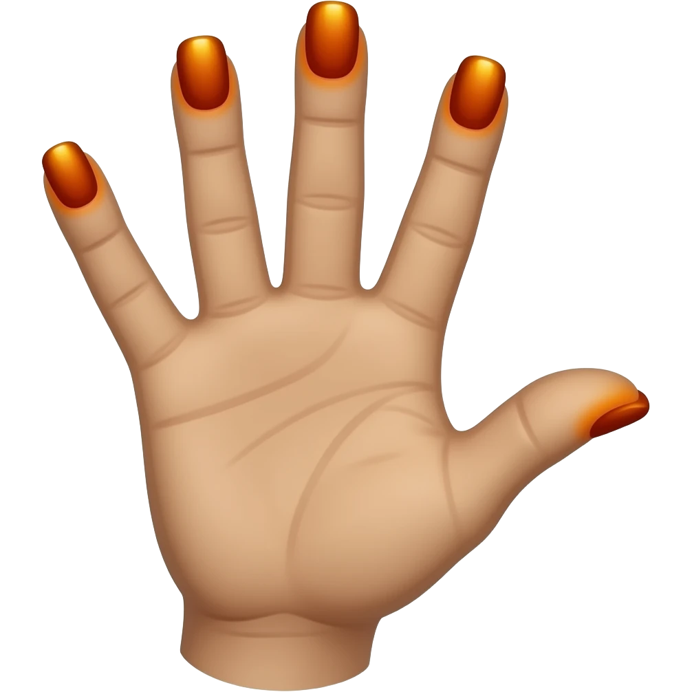 4 open fingers tumb closed the nails should be blinking red amber emergency lights emoji