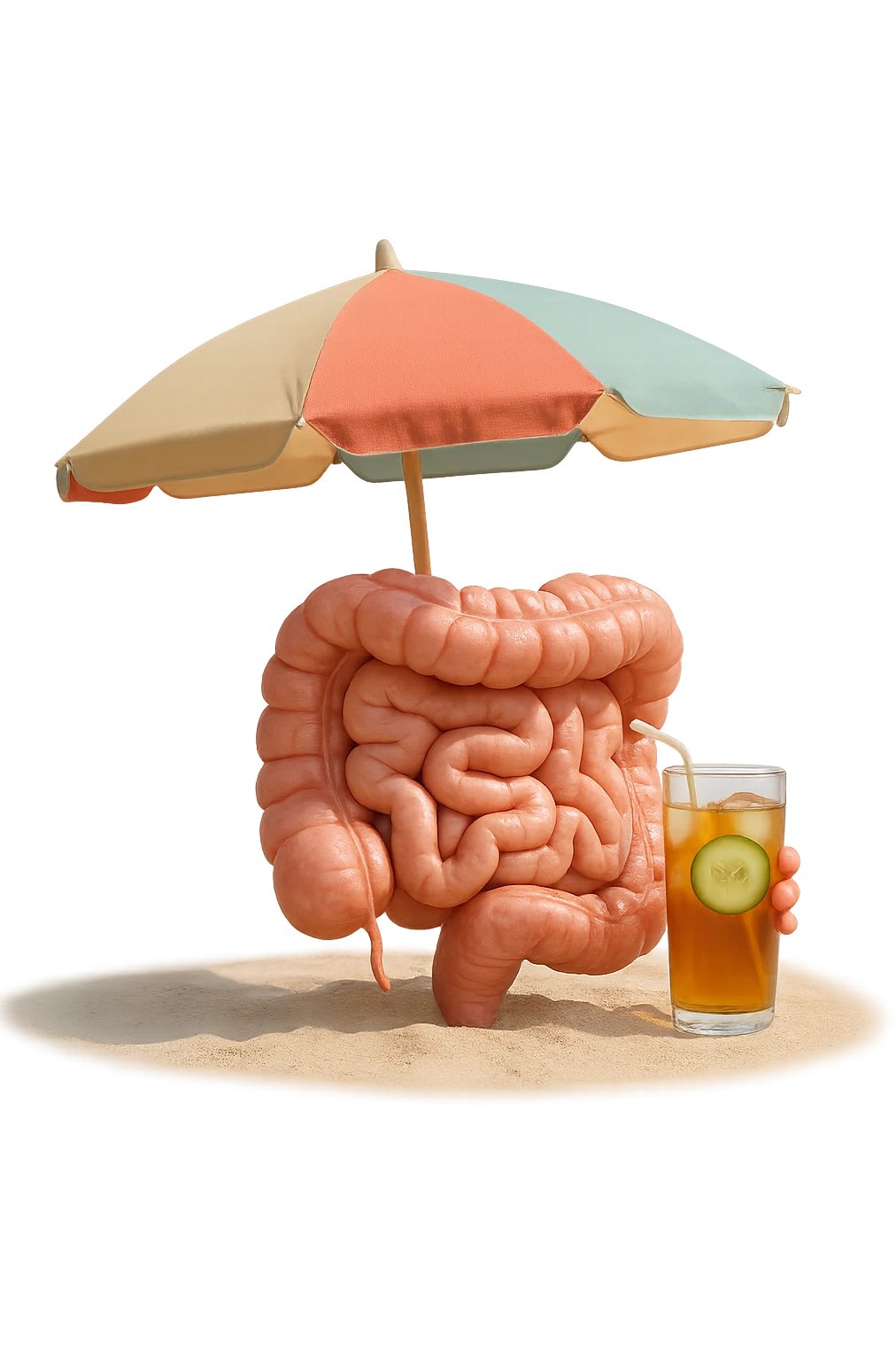 INTESTINO SEDUTO IN SPIAGGIA SOTTO L'OMBRELLONE MENTRE BEVE THè FREDDO CON CETRIOLO
IPERREALISTICO 4K emoji