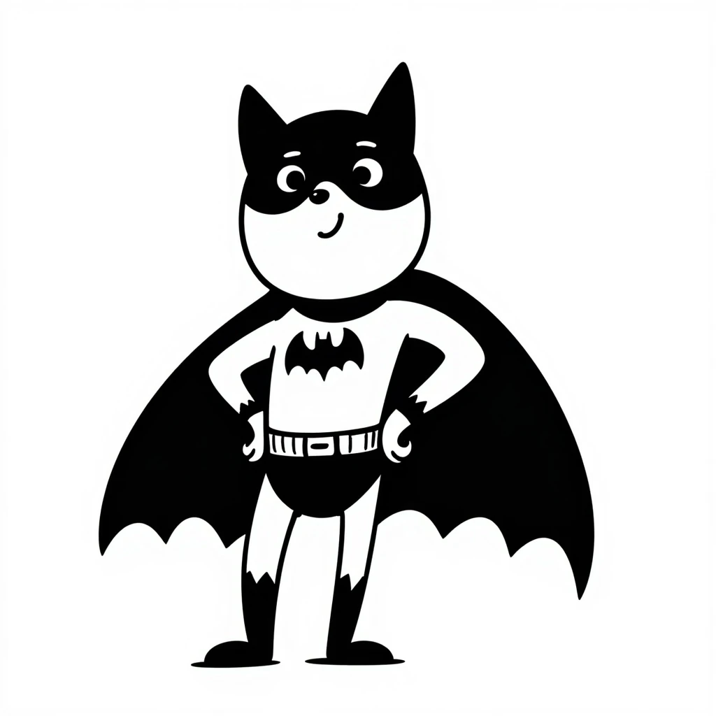 batman as a hand-drawn black outline doodle emoji