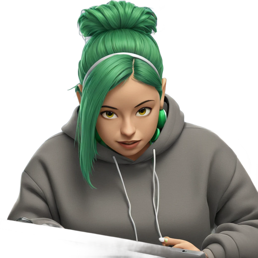 girl with green hair headphones emoji