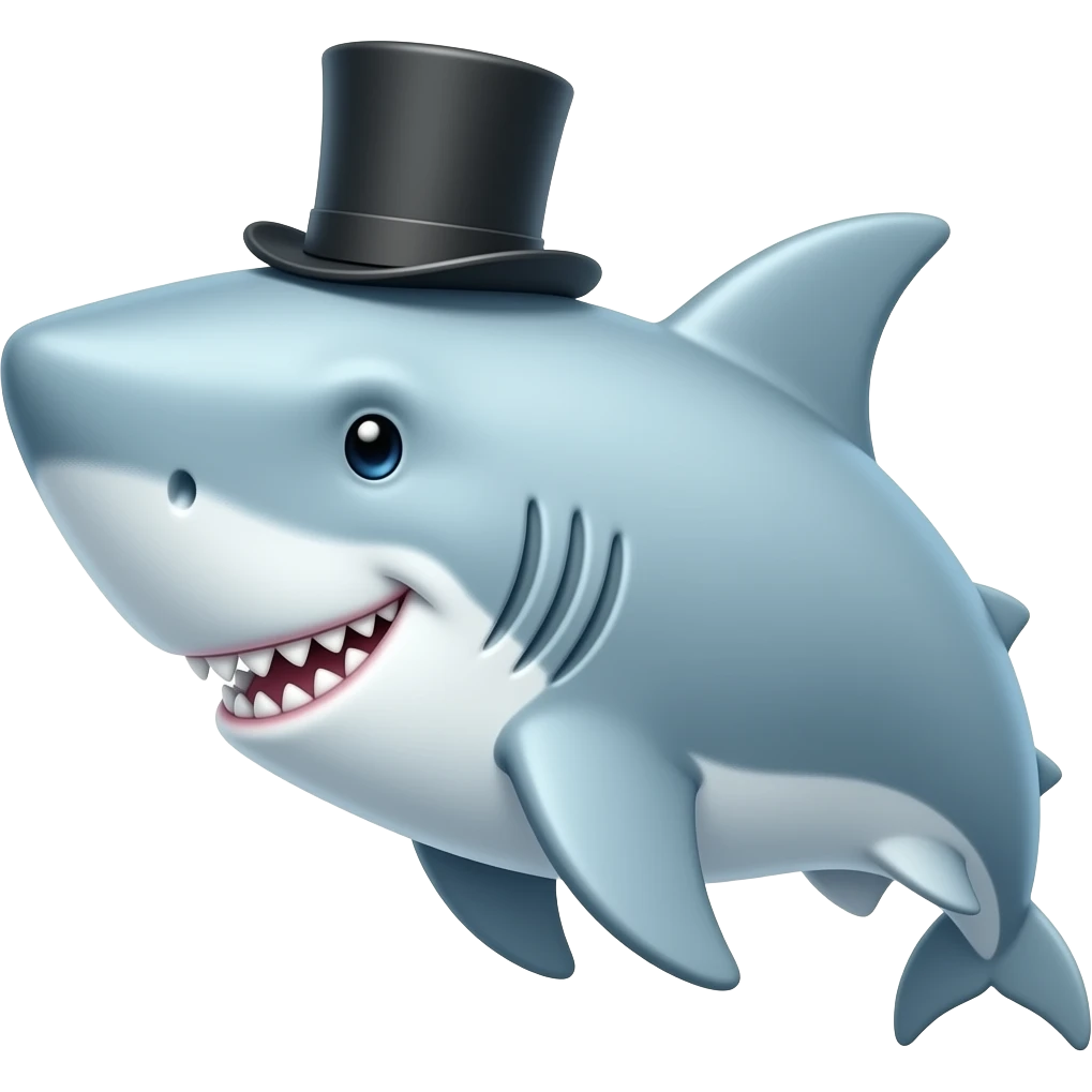 Shark with a top hat emoji