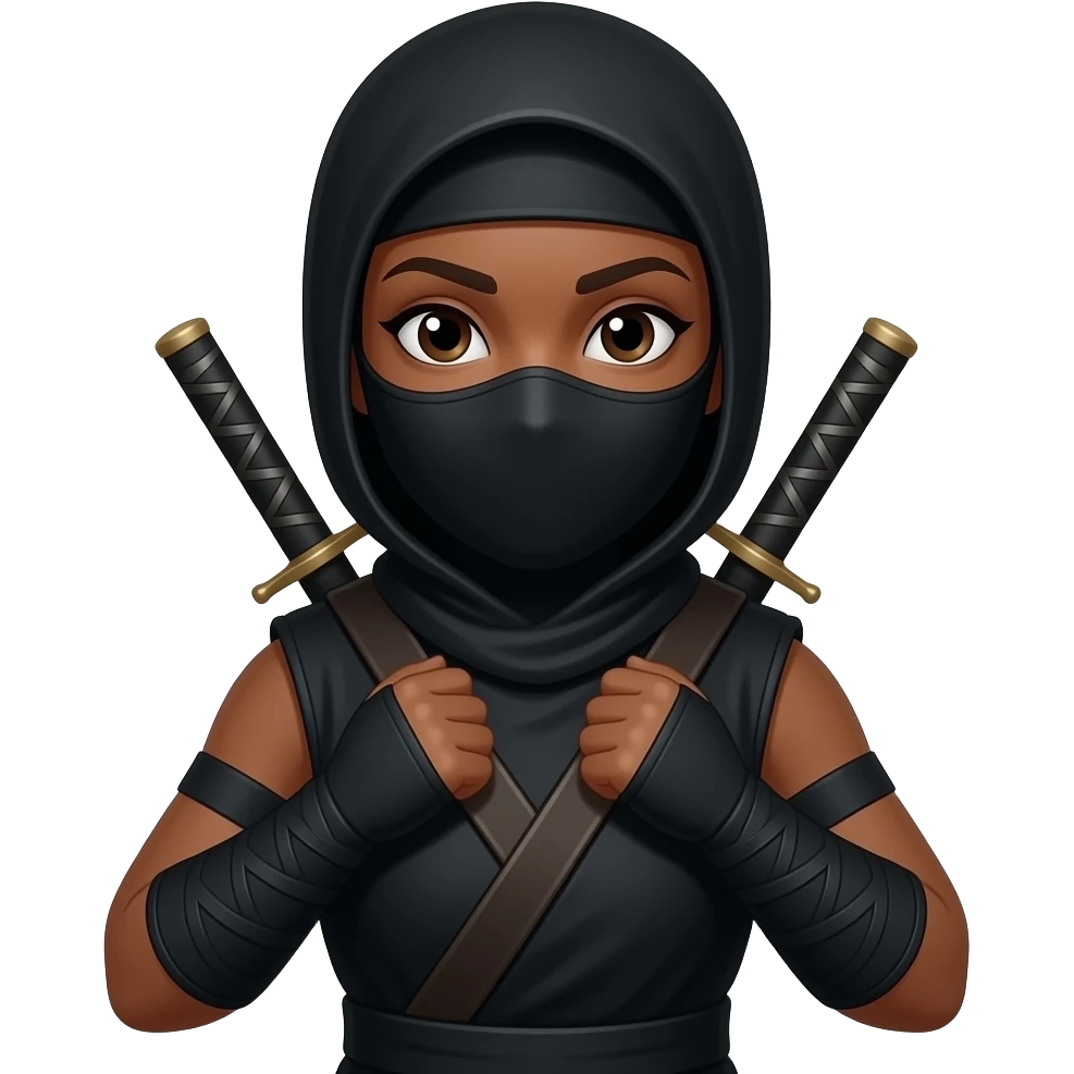 🥷🏾🤷🏿‍♀️ emoji