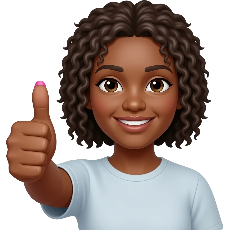 African american thumbs up with pink fingernails emoji