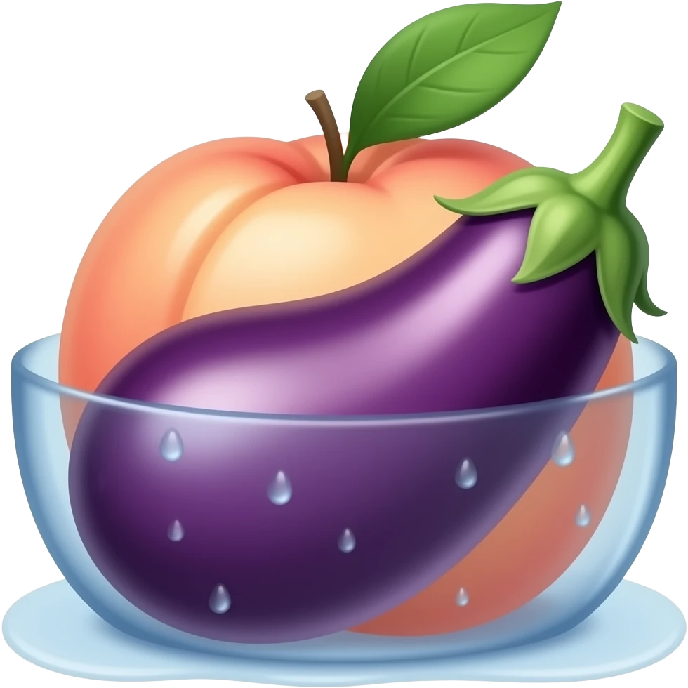 Egg plant gliding in wet peach emoji
