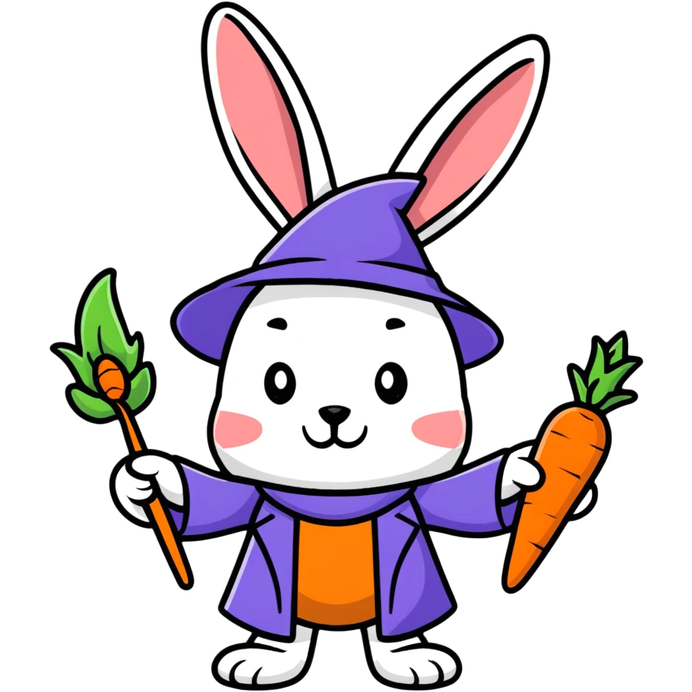rabbit wizard with carrot wand emoji
