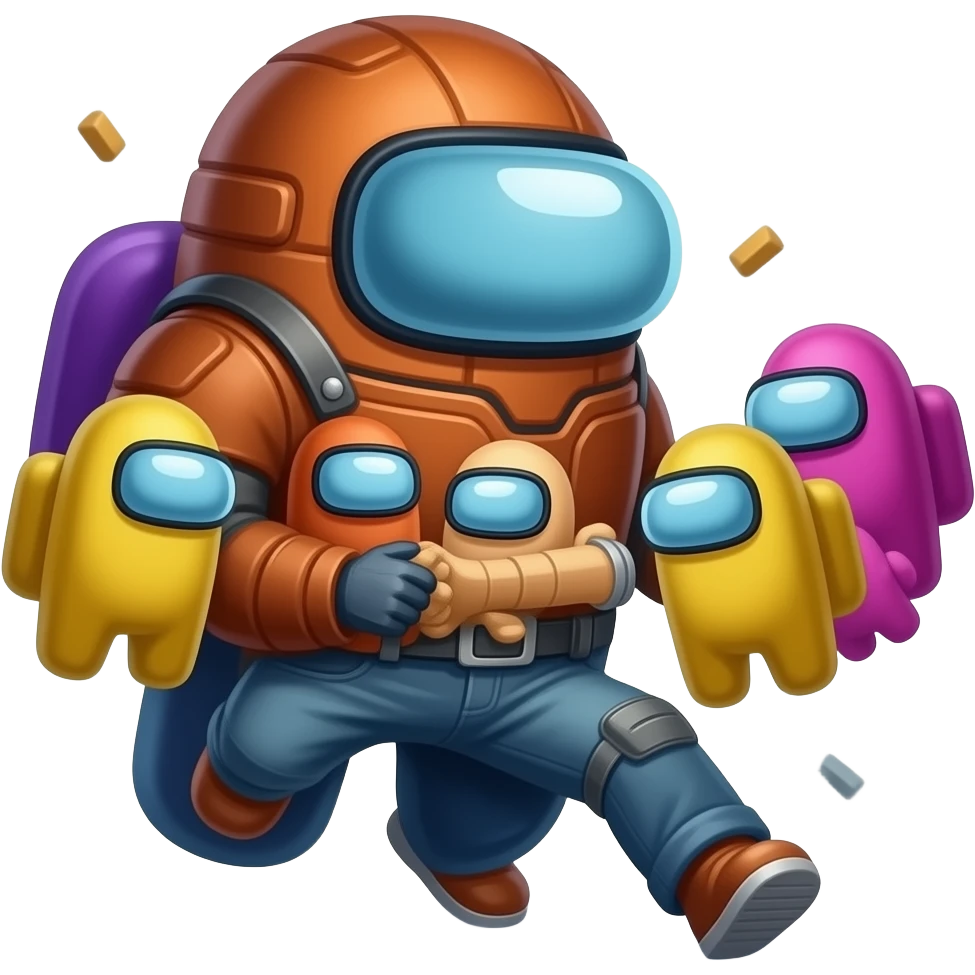 Among us Com o Impostor sendo jogado no espaço emoji