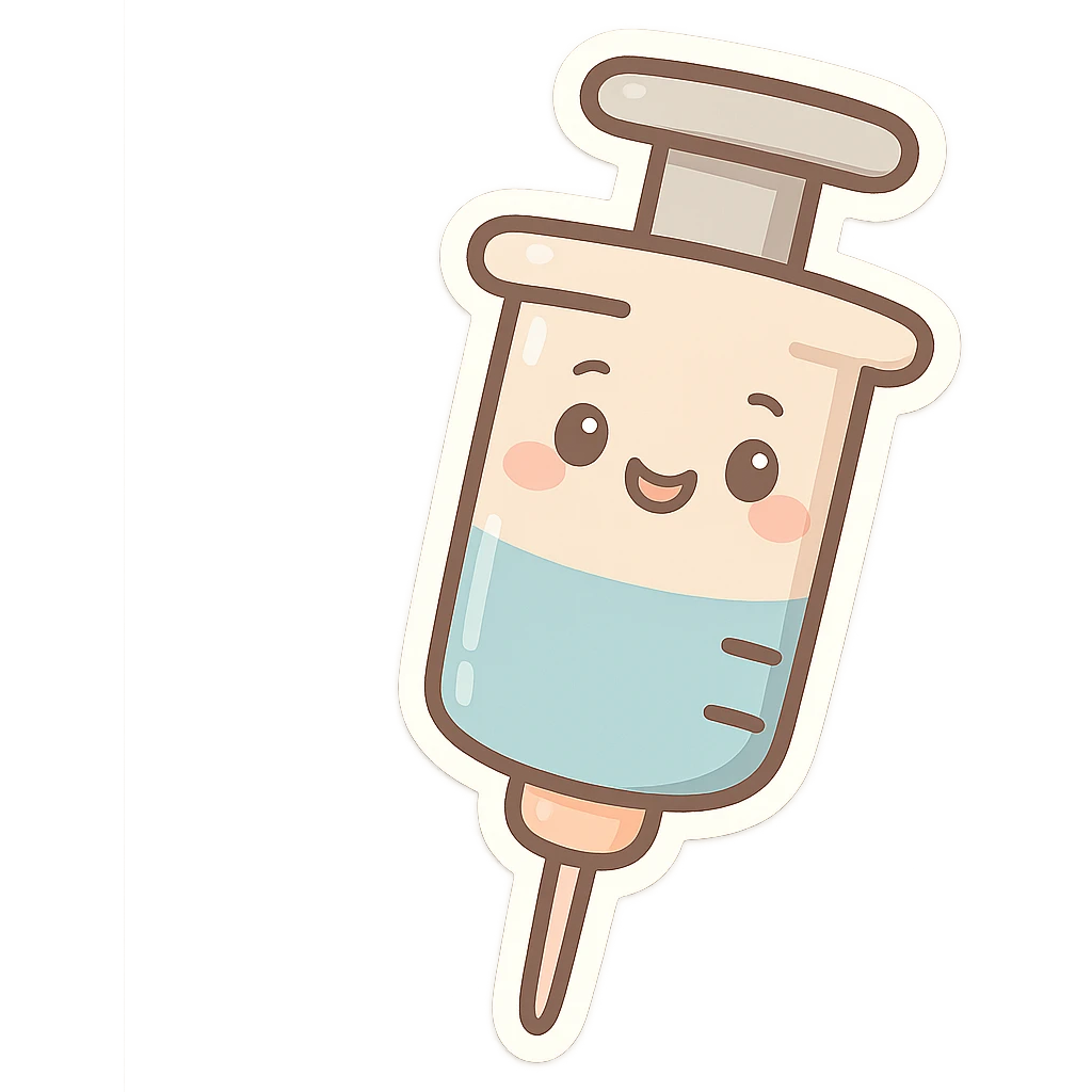 syringe, cartoon style, friendly, soft colors emoji