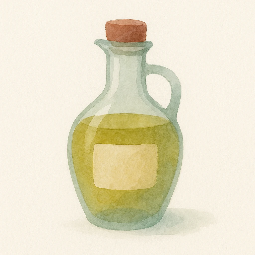 traditional Mediterranean olive oil bottle, watercolor style emoji