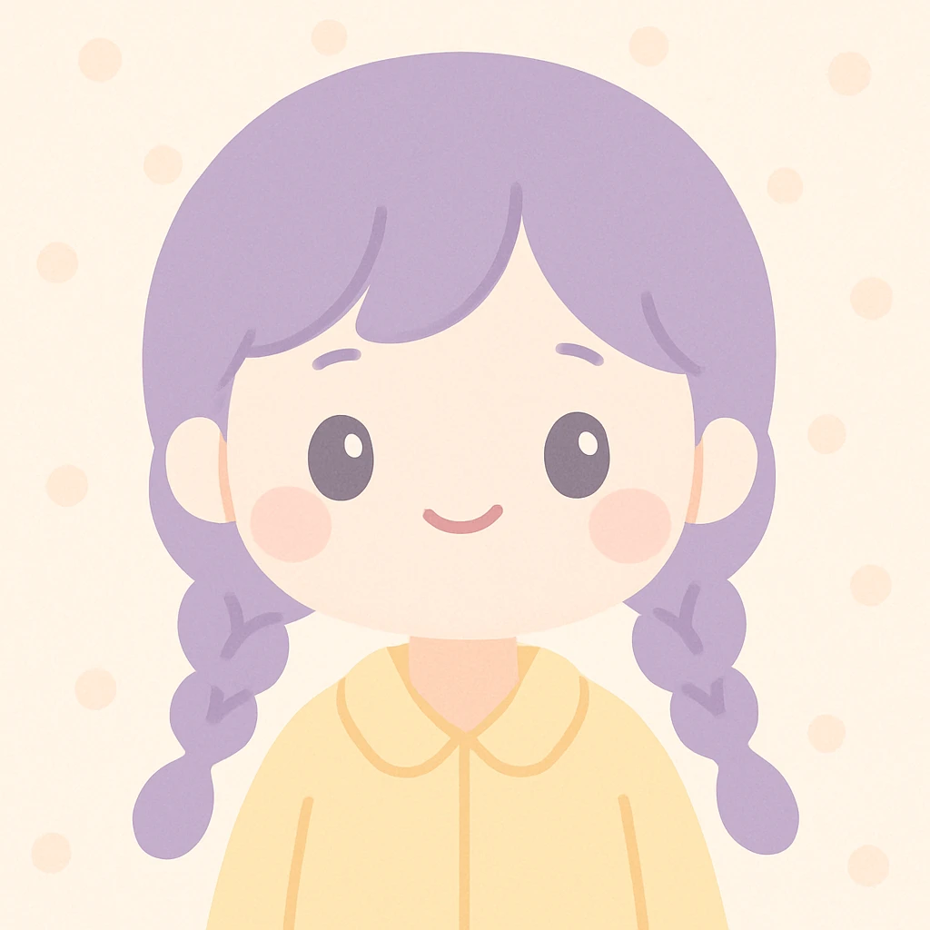 ragazza con capelli viola a treccia e giubbotto giallo emoji