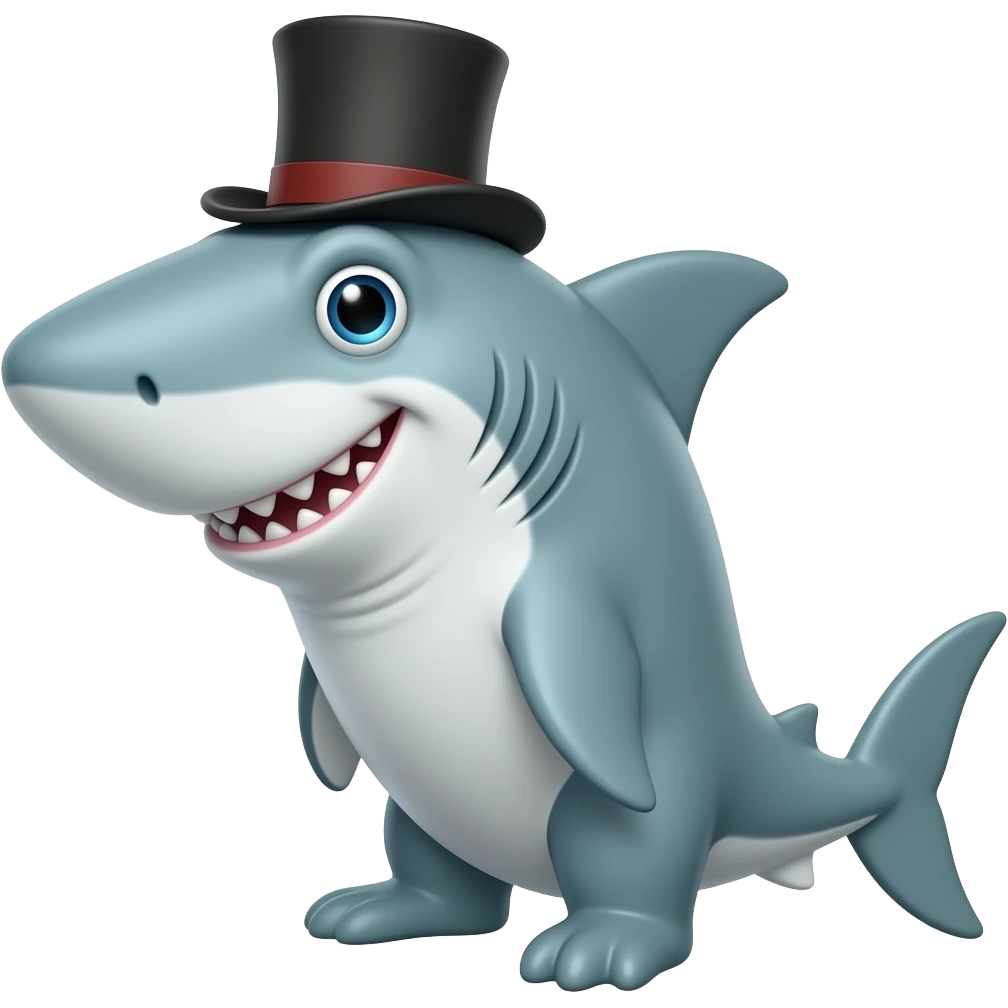 Shark with a top hat emoji