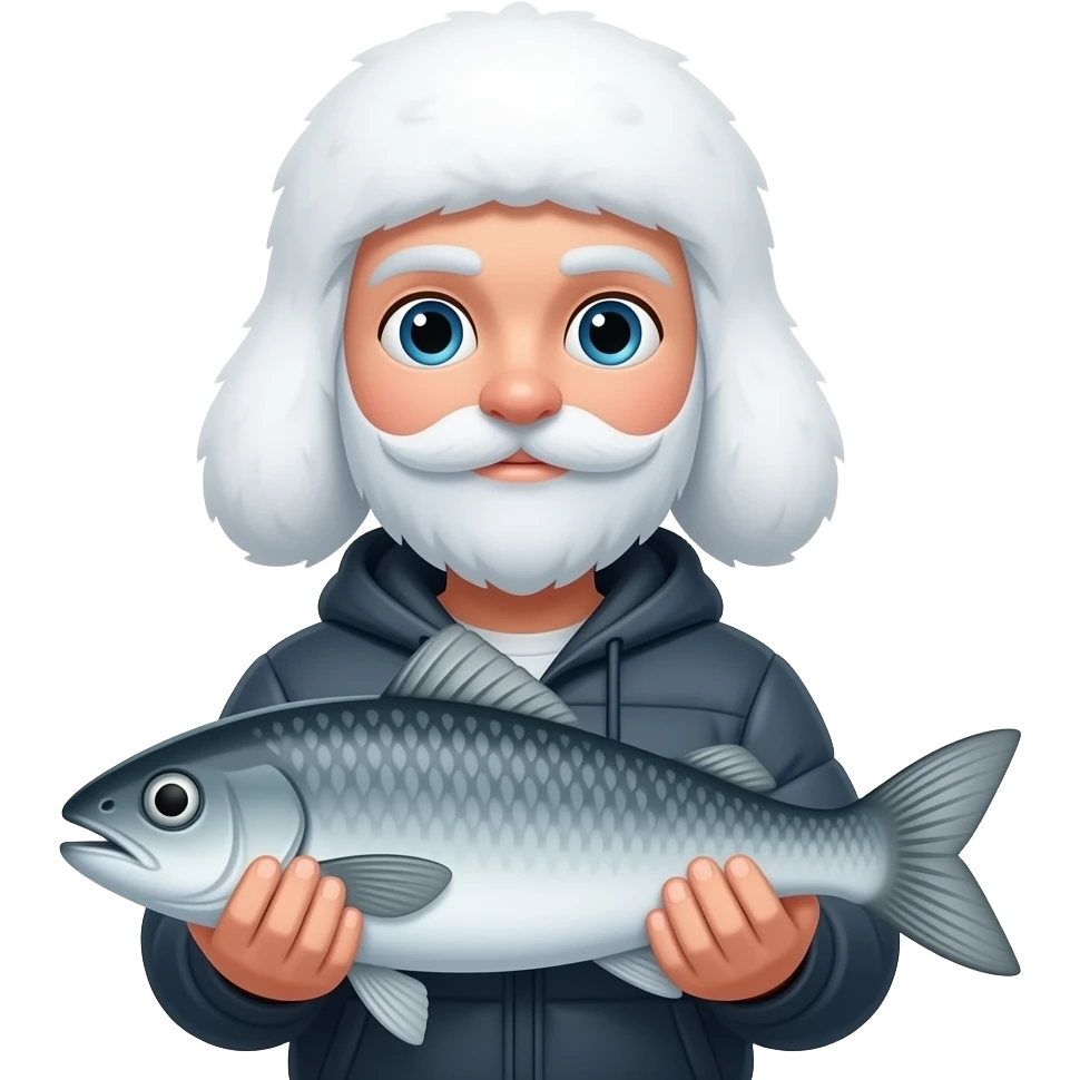 Arctic human holding fish emoji