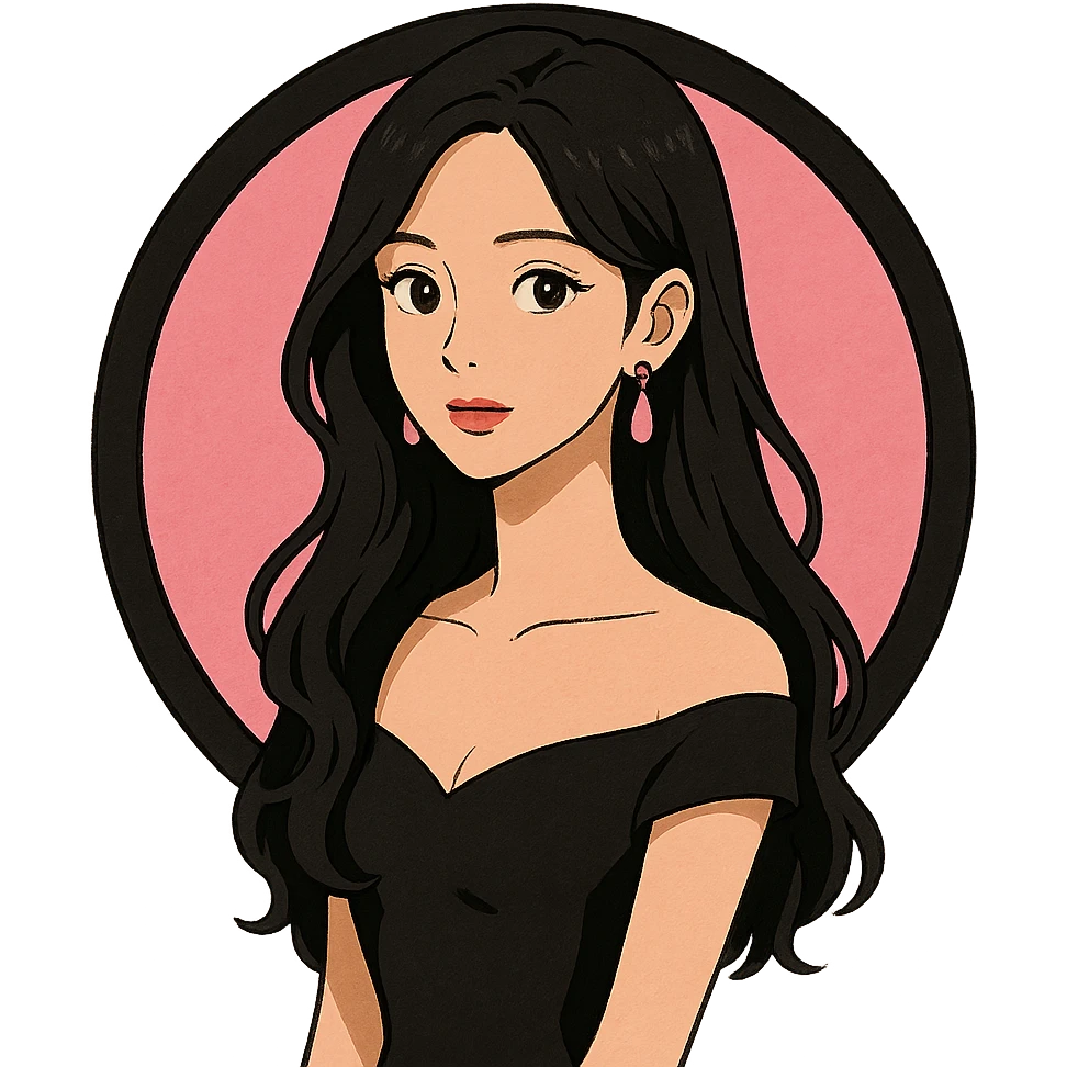 Blackpink inspired icon, pink and black, dreamy and elegant, Ghibli style emoji