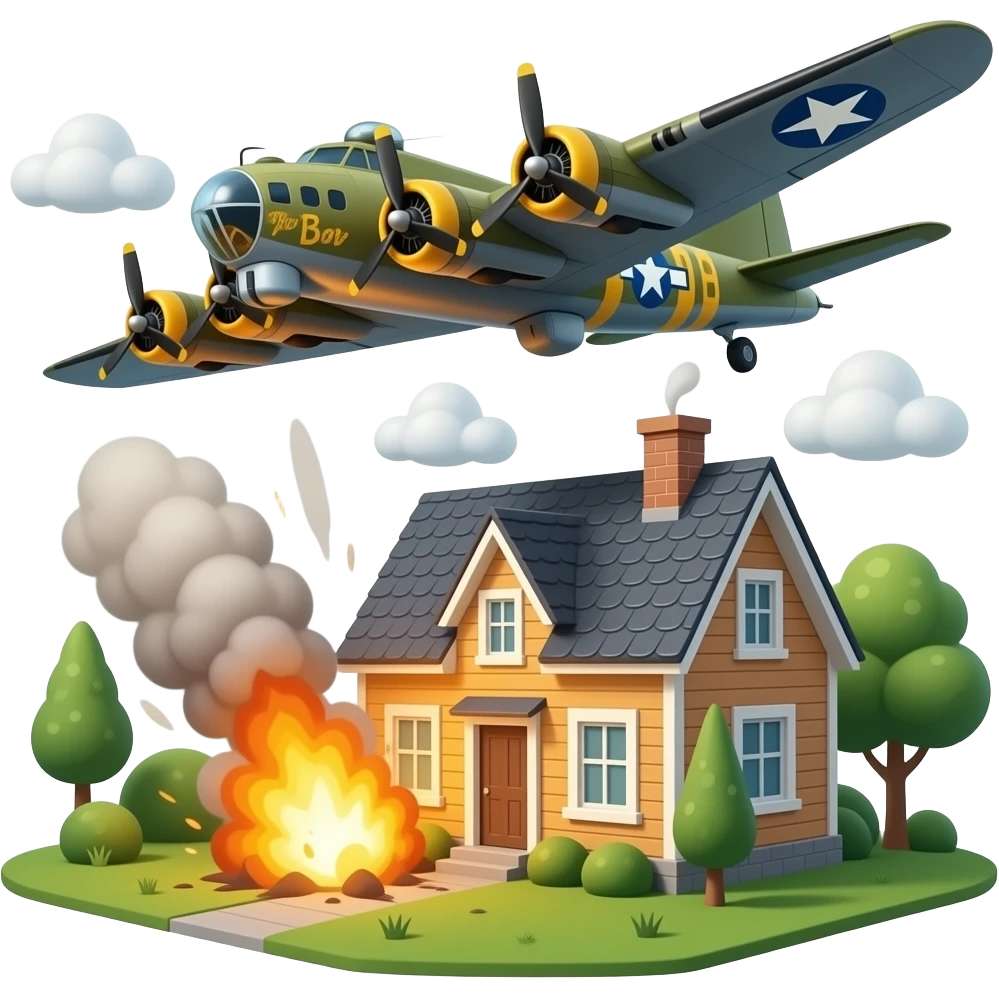 make me a B17 bombing a house emoji