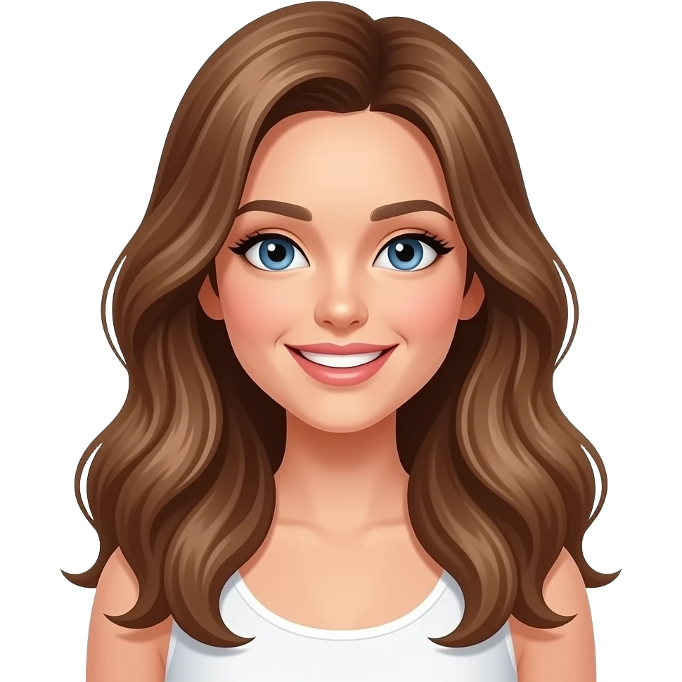 A beautiful woman  and has a beautiful smile and has very light brown hair that is long and blowout emoji