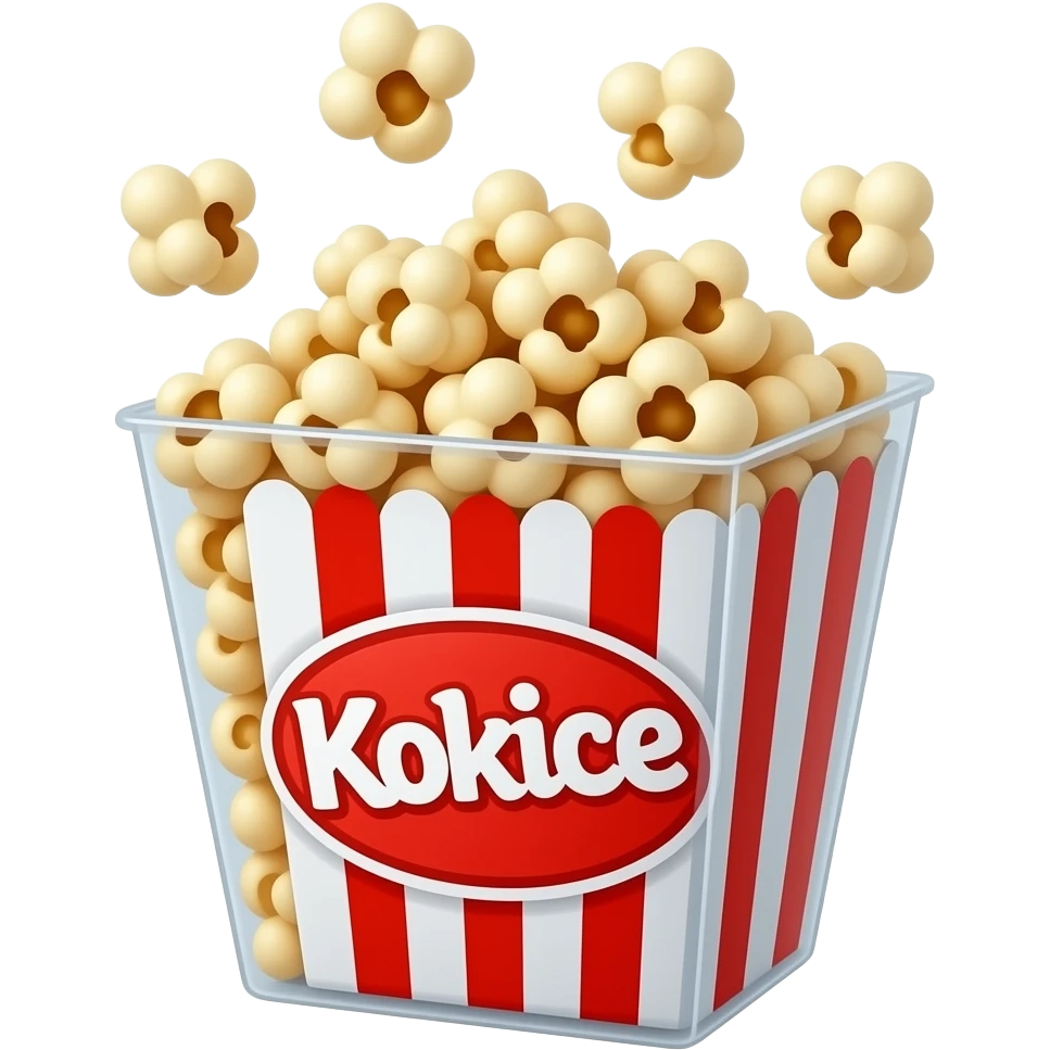 popcorn in a box that says Kokice in the front emoji