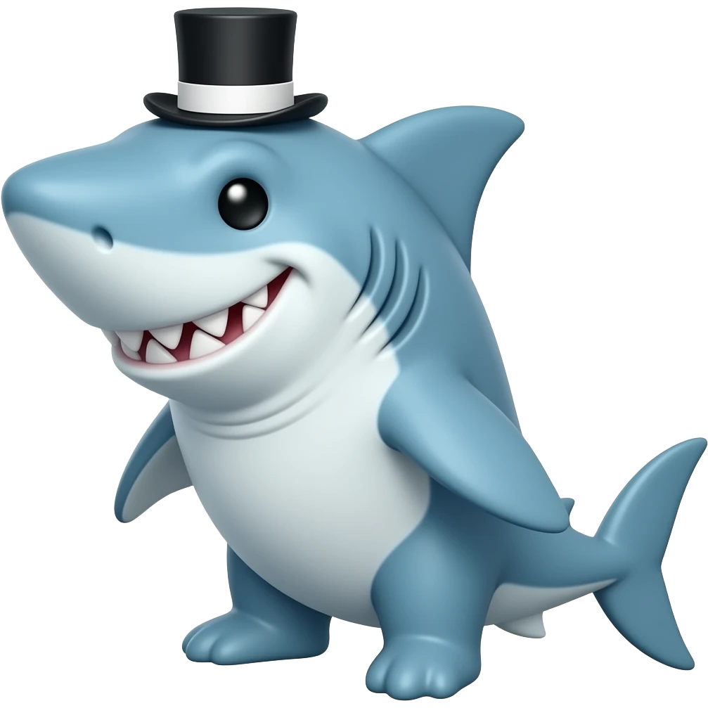 Shark with a top hat emoji