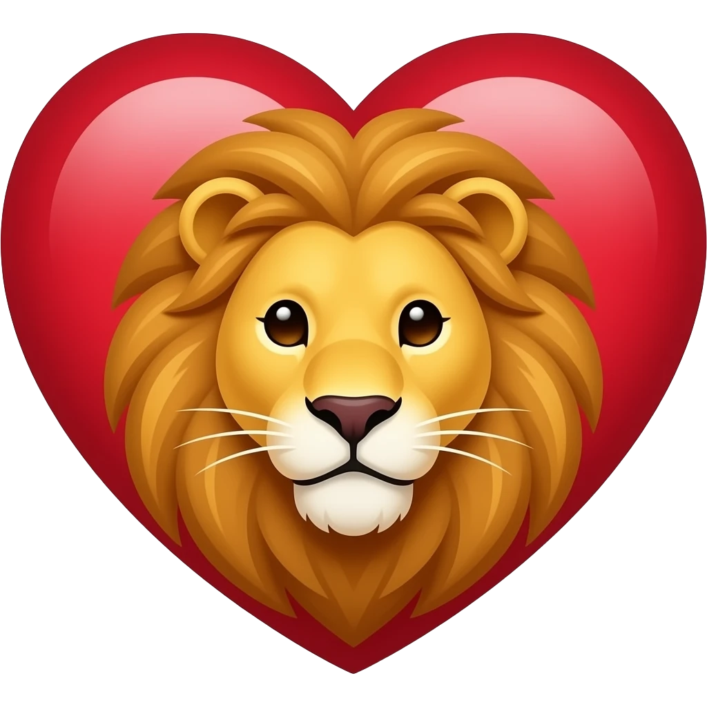 Cara León dentro de corazón emoji