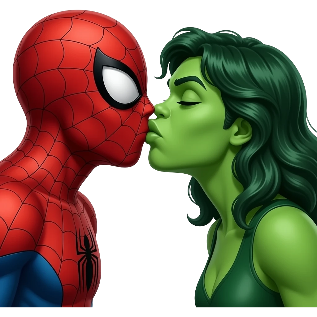 Spider man and hulk woman   kiss kiss creepy emoji