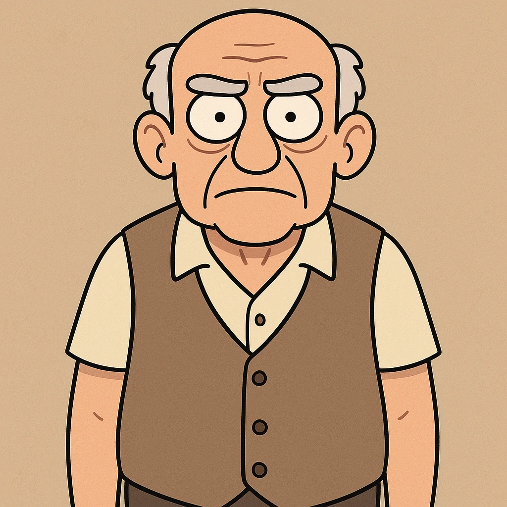 a old man in vest, front view emoji