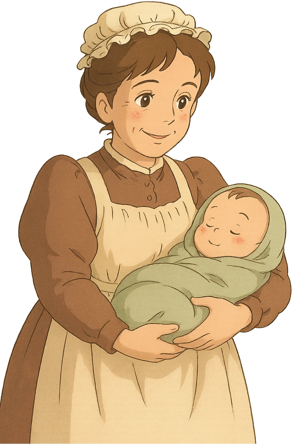 victorian midwife with baby emoji