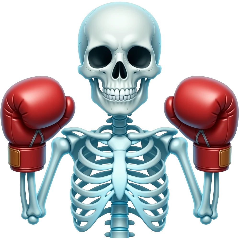 An skeleton wearing boxing glows emoji