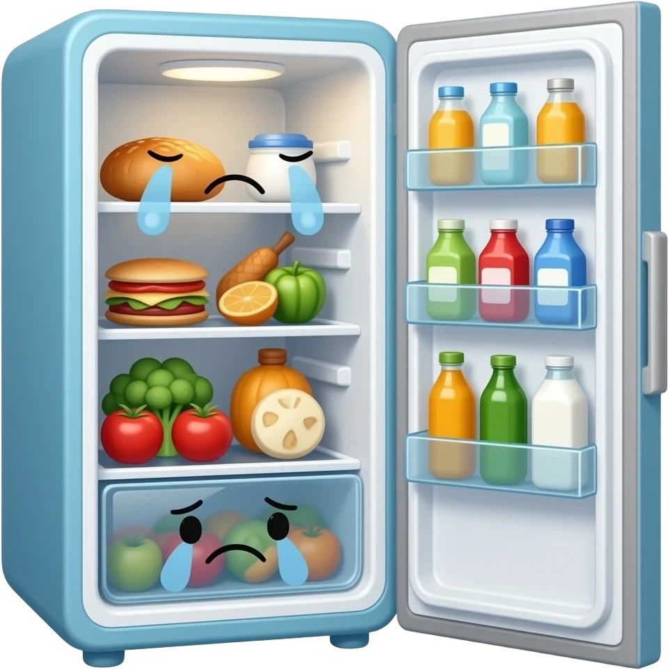 fridge with old food not happy cute smelly face milk emoji
