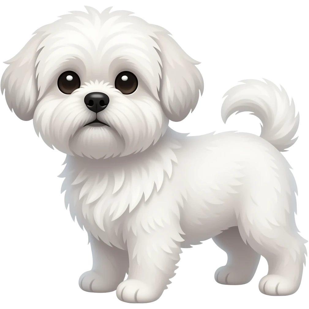 Shihtzu beyaz tüylü küçük shihtzu köpek emoji