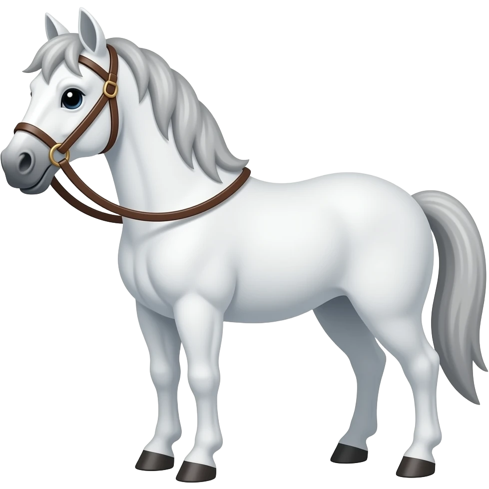 Cartoon white horse with bridle emoji