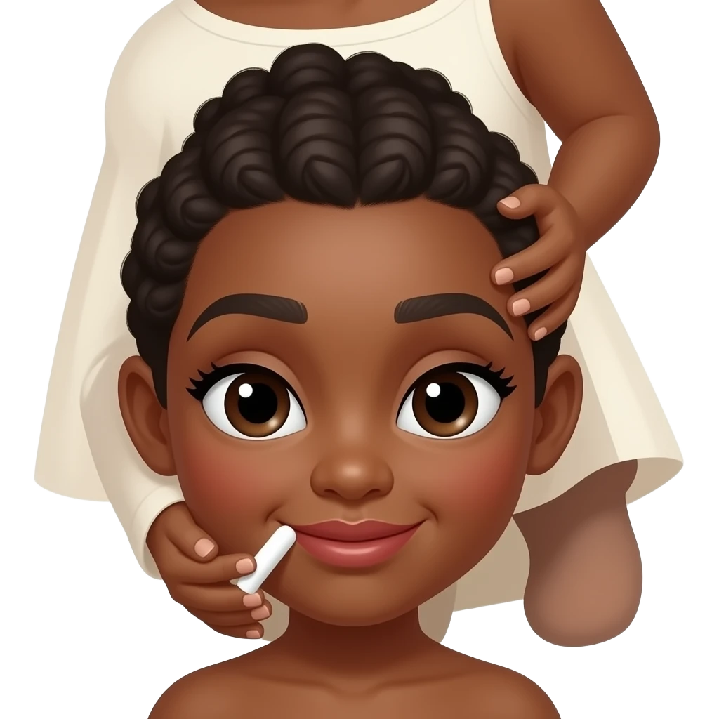 Black woman suckling white penis emoji
