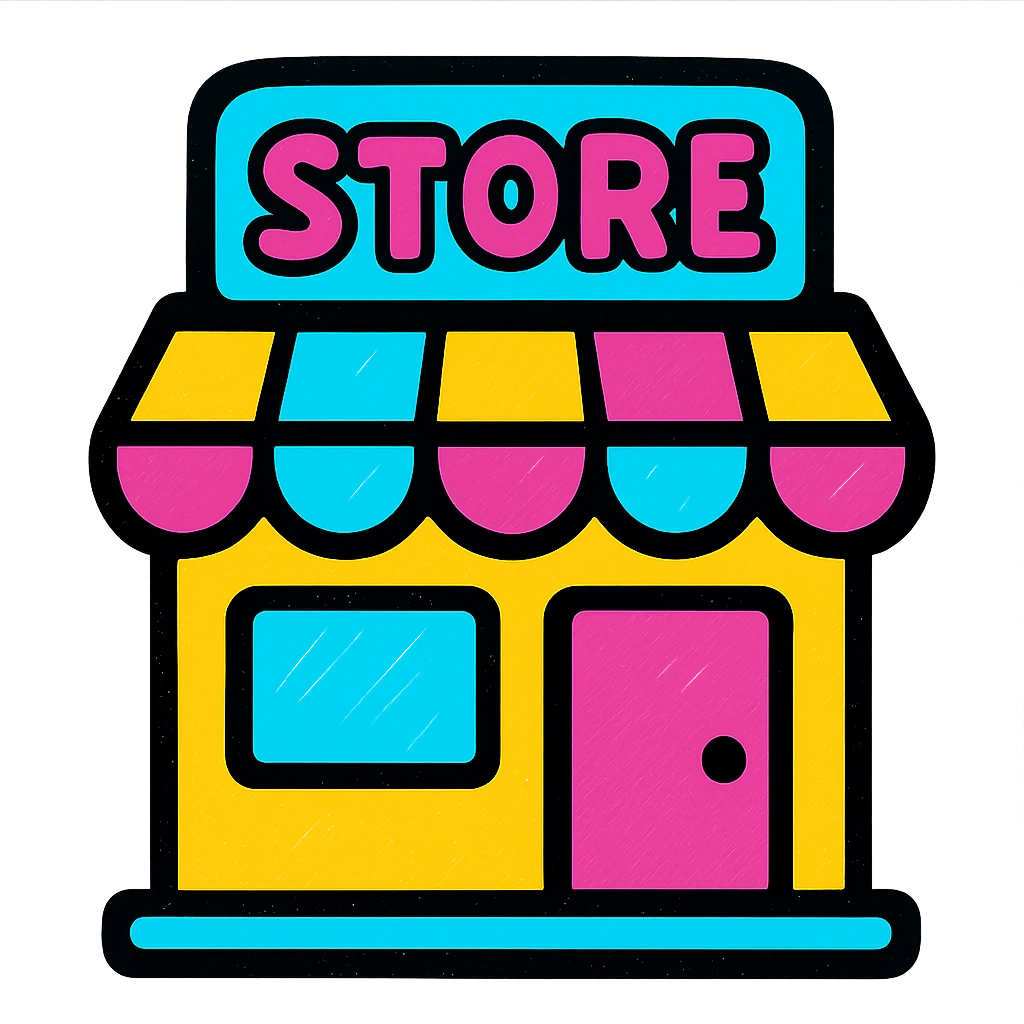 modern store icon, vibrant colors emoji