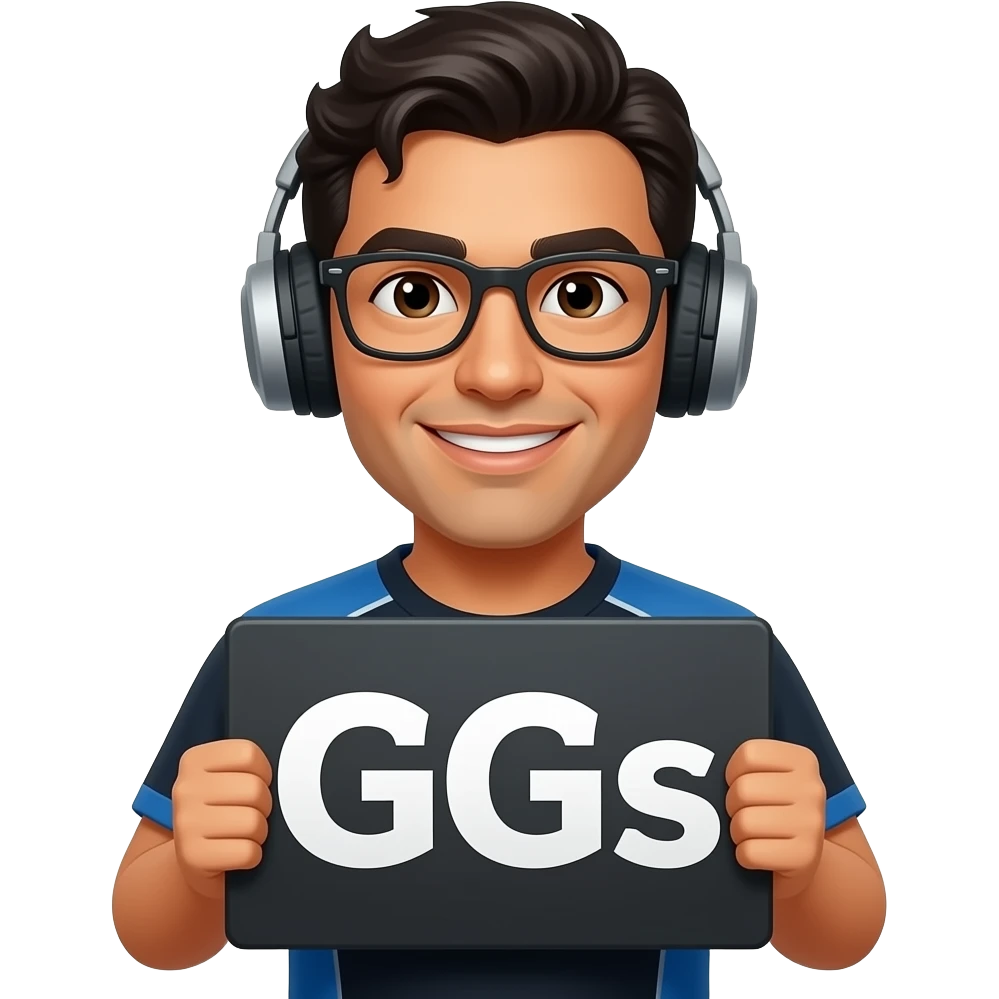 Hispanic Gamer Holding Sign that says GGs emoji