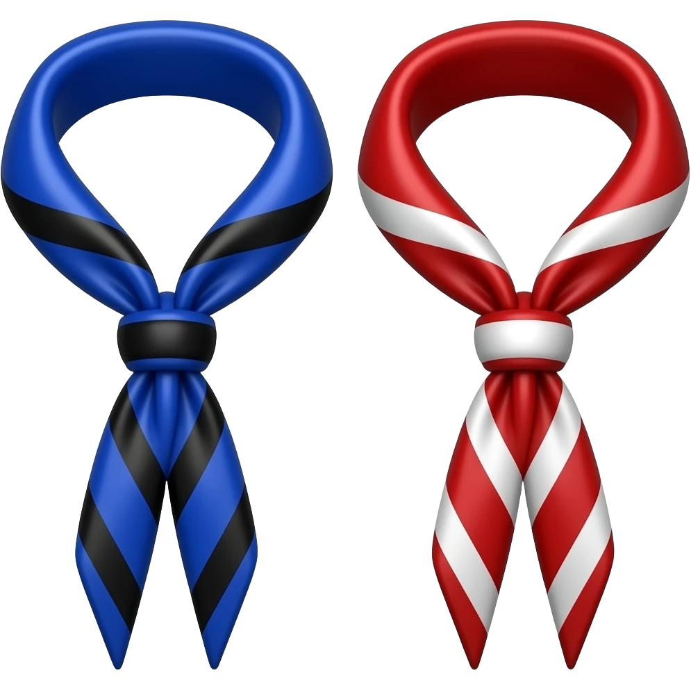 Foulard scout rouge et blanc a droite et bleu et noir a gauche emoji