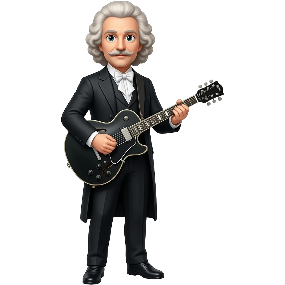 Antonio Vivaldi with black metal electric guitar full body emoji