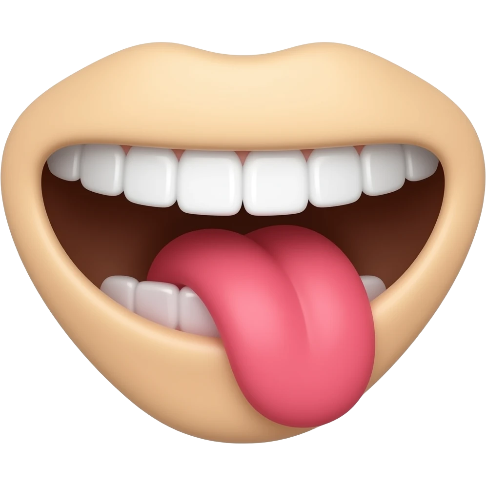 Just a small beige mouth where we can see the tongue emoji