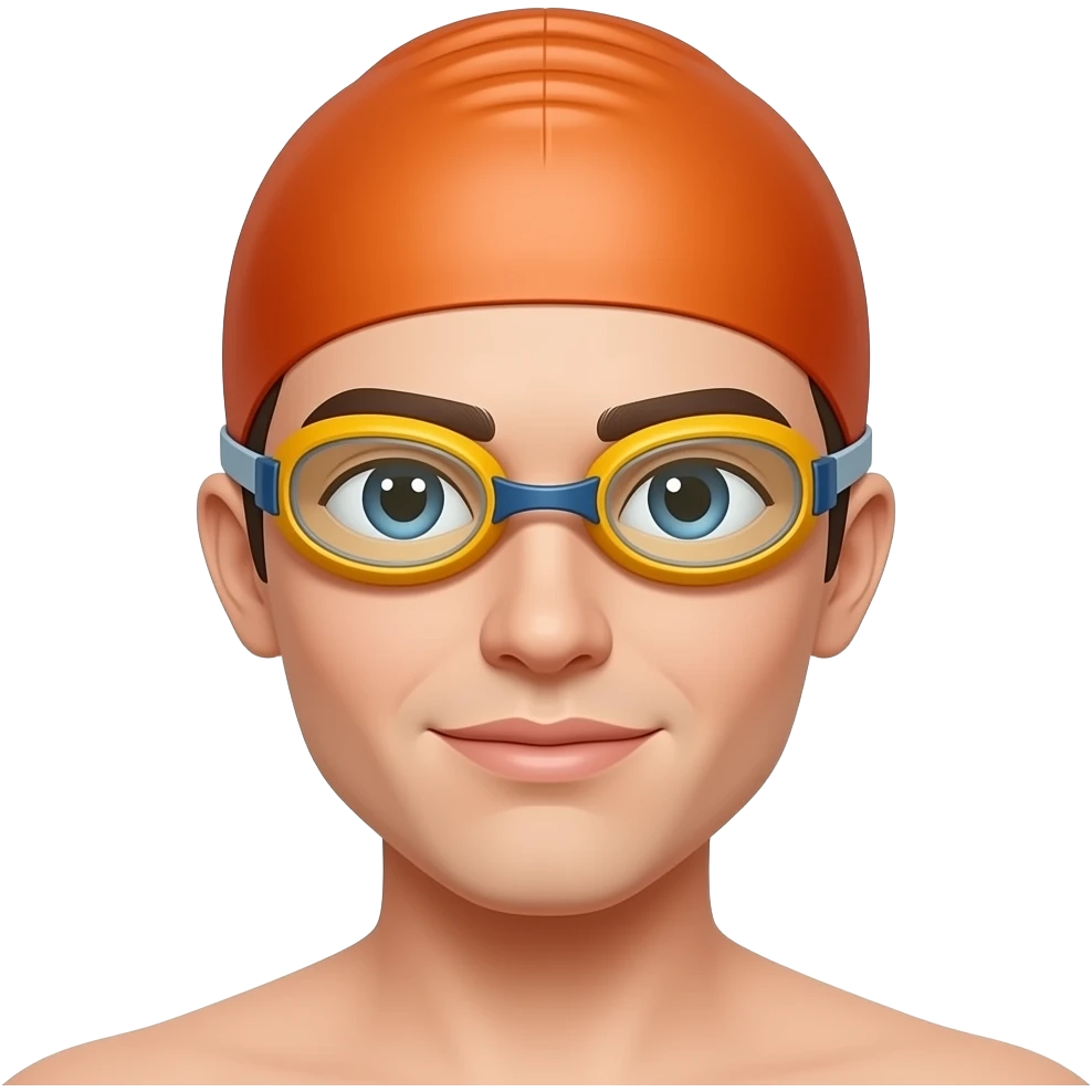 Make his colour mix of orange and yellowish with swimming glasses emoji