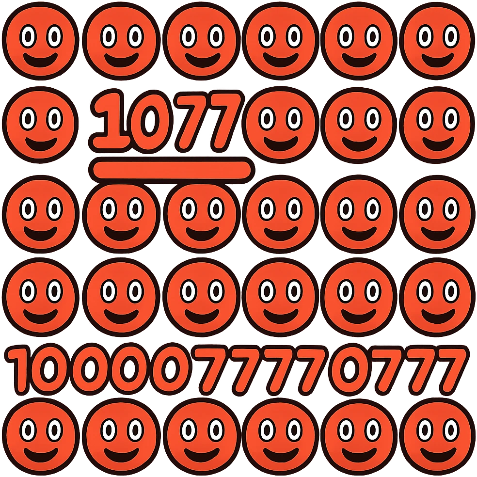 Edit the emoji '107' by changing the font style to something more playful and unique, while keeping the bold, energetic look and red color. Maintain a transparent background. emoji