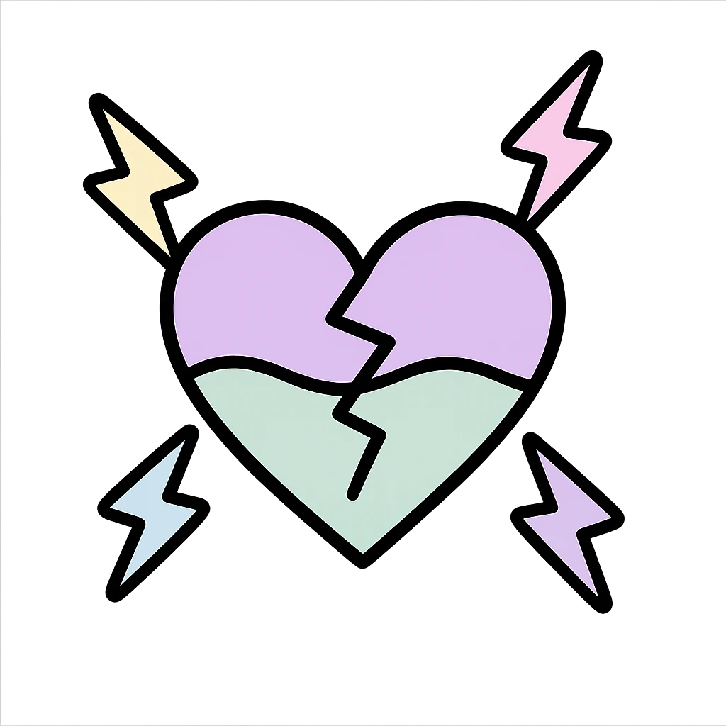 emo heart with pastel lightning emoji