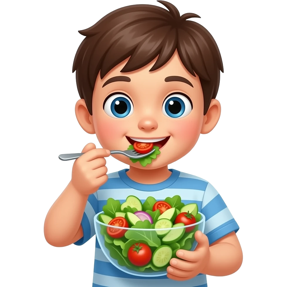 KID EATING SALAD emoji