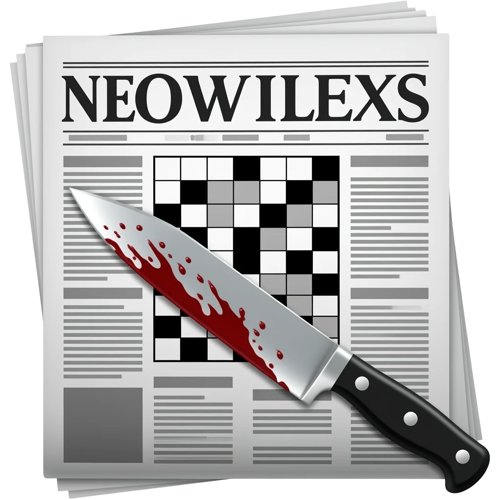 crossword puzzle newspaper with knife blood emoji