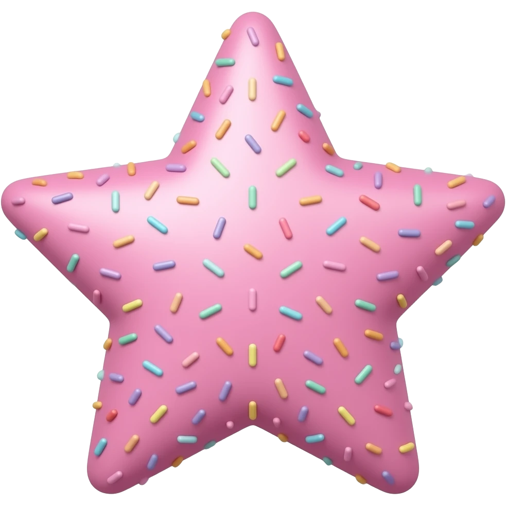 Pink star with pastel sprinkles all over it emoji
