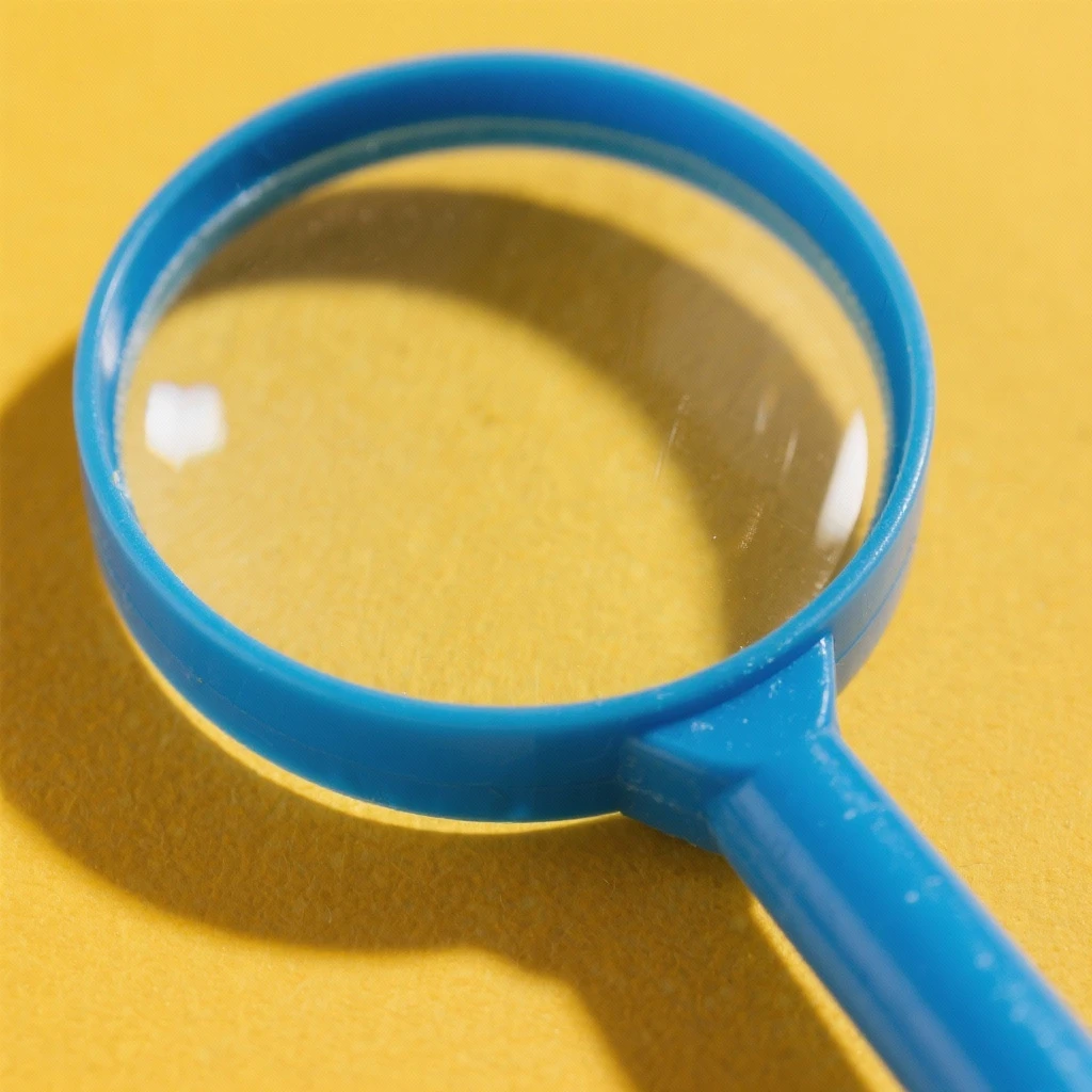 magnifying glass in blue plastic emoji