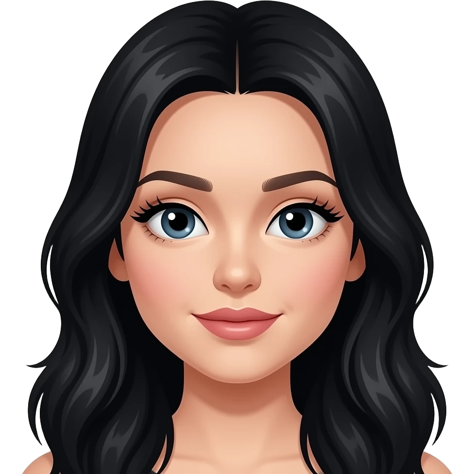 black long hair and eyelash extensions open eyes emoji