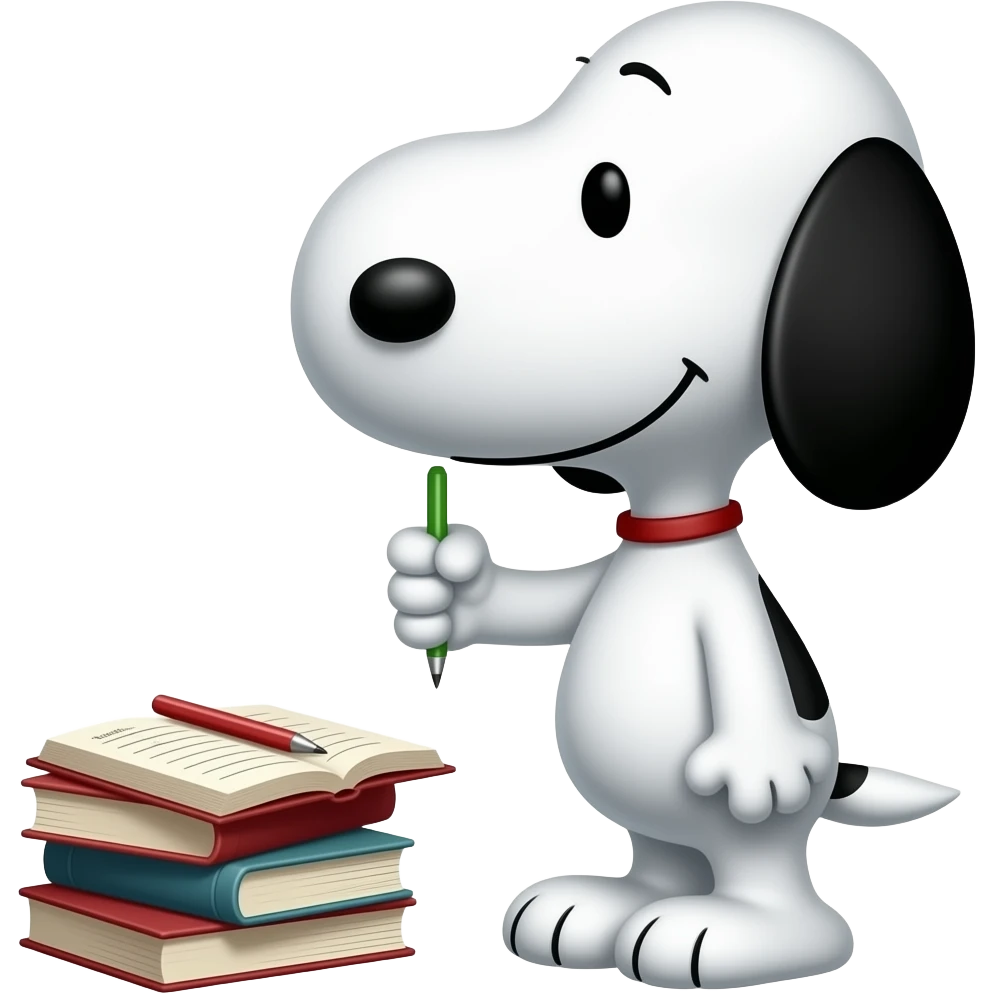 snoopy writing homework emoji