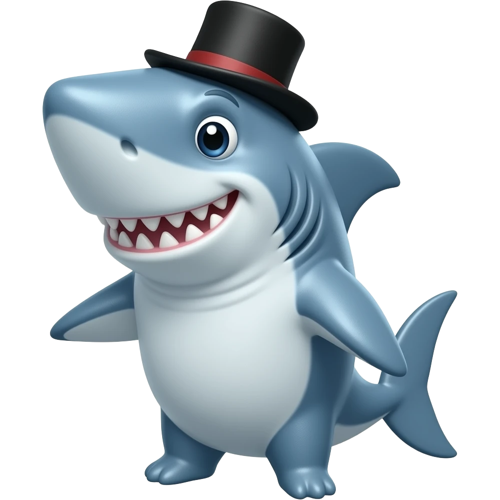 Shark with a top hat emoji